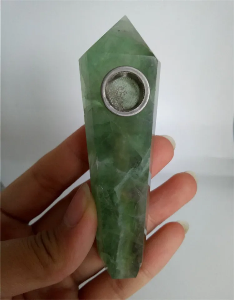 Goede 1 stks natural green flourite crystal Stone pijp Quartz Crystal Wand Pijp healing voor gift
