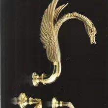 3 шт. Золото pvd отделка латунь лебедь настенный кран Лебедь смеситель для душа