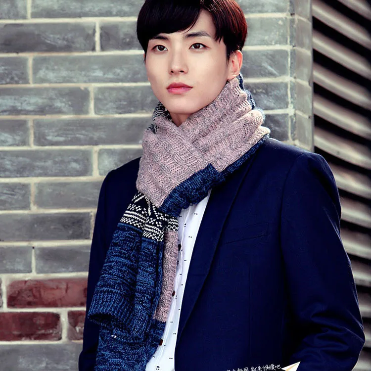 Tanie 11.11 szaliki mężczyźni zima nowy mężczyzna zima Multicolor Patchwork Vintage mężczyźni szalik z dzianiny zimowe męskie szaliki