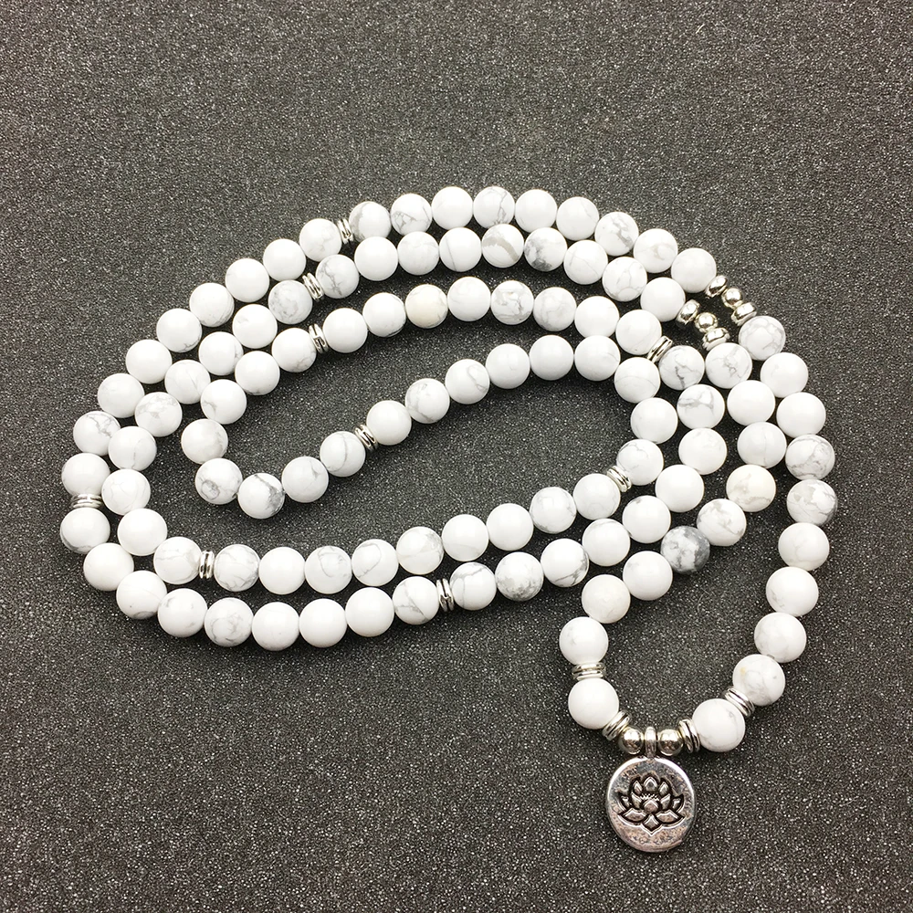 SN1232 дизайн женский браслет с обертыванием модное ожерелье с говлитом натуральный камень 108 Mala Необычные Бусины Йога браслет