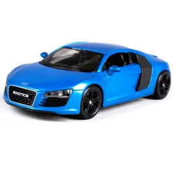 Maisto 1:24 блестящий синий автомобиль литья под давлением для Audi R8 крутой автомобиль модель уменьшенная версия современный motorcar литья под