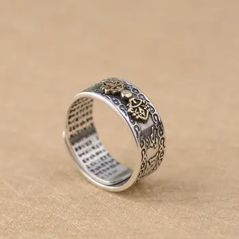 

FNJ 925 Silver Buddha Ring Good Luck Original S925 Sterling Thai Silver Rings for Women Jewelry Adjustable Size