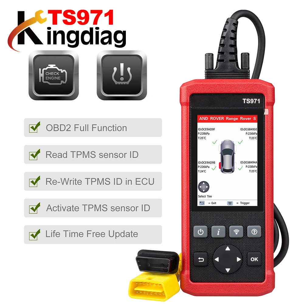 Launch TS971 TPMS сенсор 433 МГц/315 МГц поддерживает монитор программирования давления в
