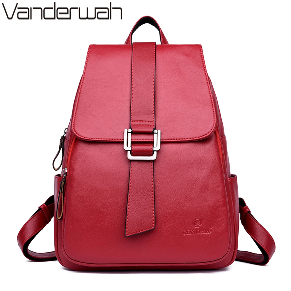 

NEW Big belt Women Backpack High Quality Casual Travel Genuine Leather Backpack for Teenage Female School Shoulder Bag mochila