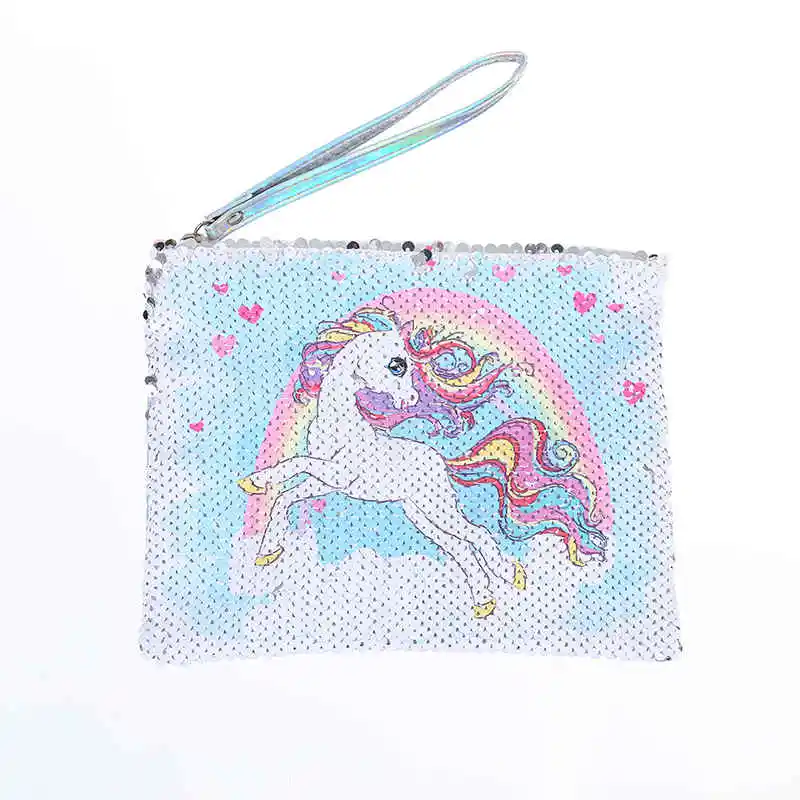 horse Новая маленькая сумочка с рисунком для женщин, модные клатчи с блестками для девочек с единорогом, конверт, сумка для макияжа - Цвет: horse