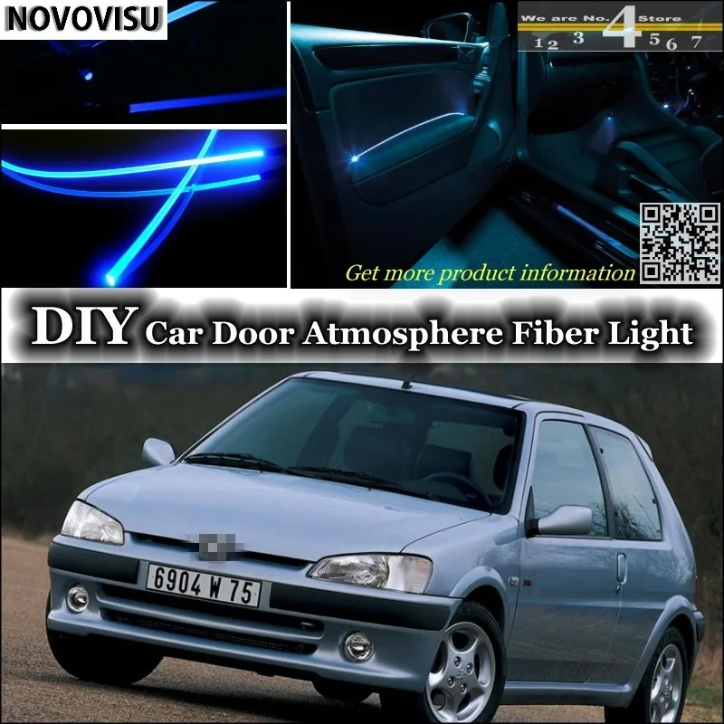 

NOVOVISU For Peugeot 106 107 108 interior Ambient Light Tuning Atmosphere Fiber Optic Band Lights Inside Door Panel illumination