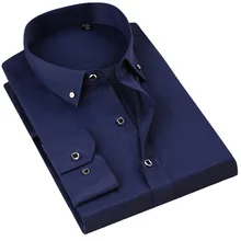 Качественная мужская повседневная Однотонная рубашка с длинными рукавами, облегающая мужская деловая рубашка на пуговицах, мягкая удобная одежда