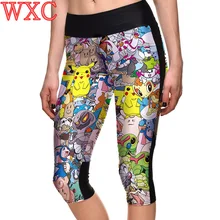 Pokemon 3D Cosplay Impresión Pantalones Flacos Del Estiramiento Del Verano Mujeres Atractivas de Las Polainas Delgado Workout Fitness Leggings Pantalones Cortos Traje WXC