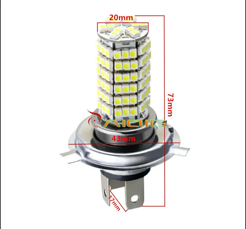 H4 120 SMD чисто белая голова Противотуманные огни Светодиодный автомобильный светильник лампа авто светодиодный лампы автомобиля светильник источник 12V 6000K