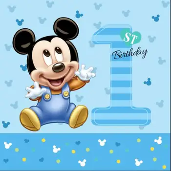 

minnie mouse blue one year happy birthday photo background photography backdrops quality vinyl