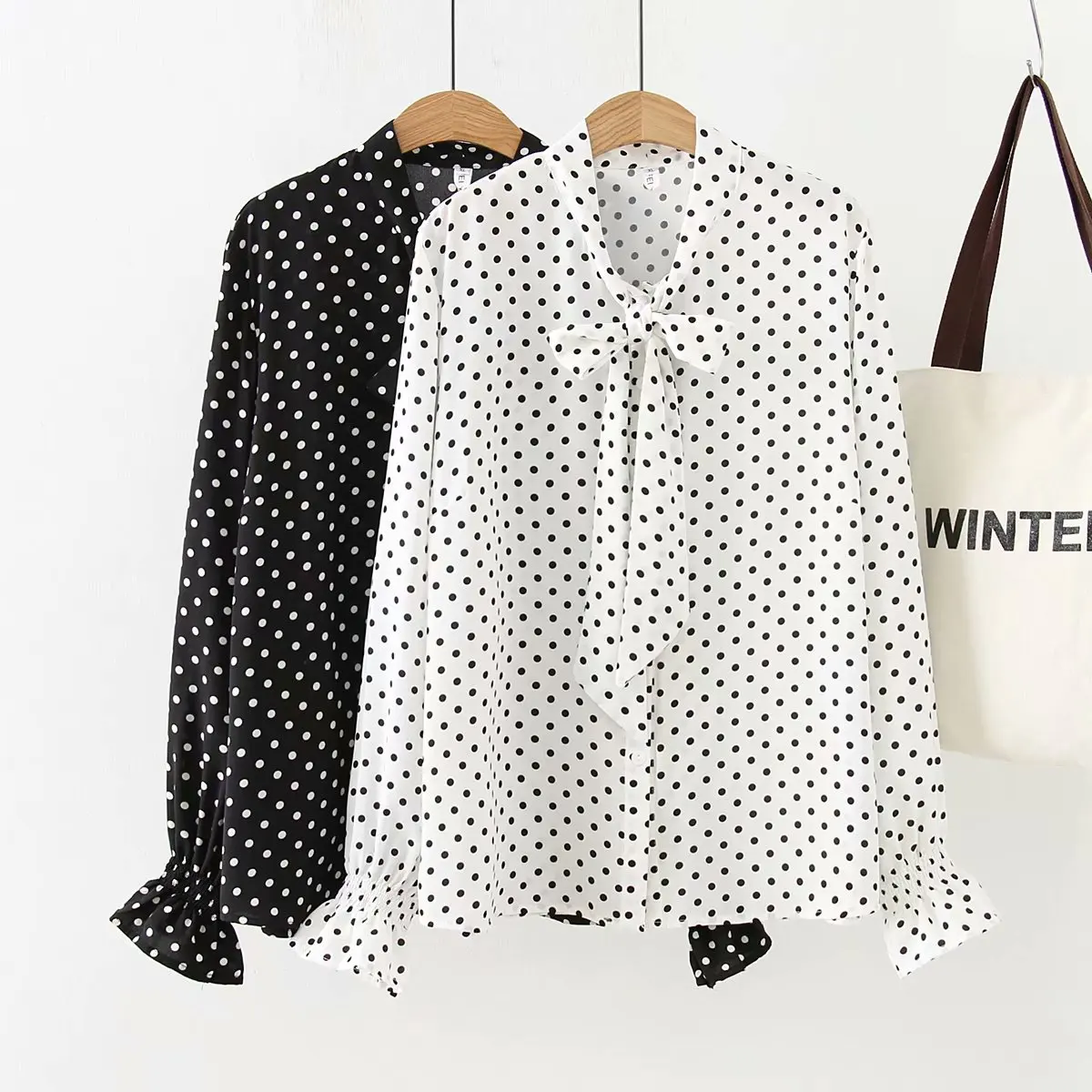 

2019 New Spring Summer Women Dot Cotton Shirt Oversize Big Plus Size Full Petal Sleeve Ladies Shirts