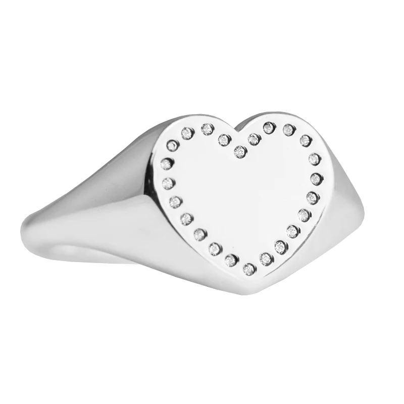 

Ring Heart Signet Silver Rings With CLEAR CZ For Women Men Anel Feminino 100% 925 Jewelry Sterling Silver Anillos Wedding