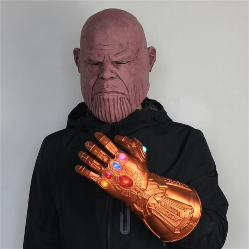 

Avengers 4 Endgame Thanos LED Action PVC Gloves Prop Armor Cosplay Costumes Masks Latex Full Head Mask Helmet