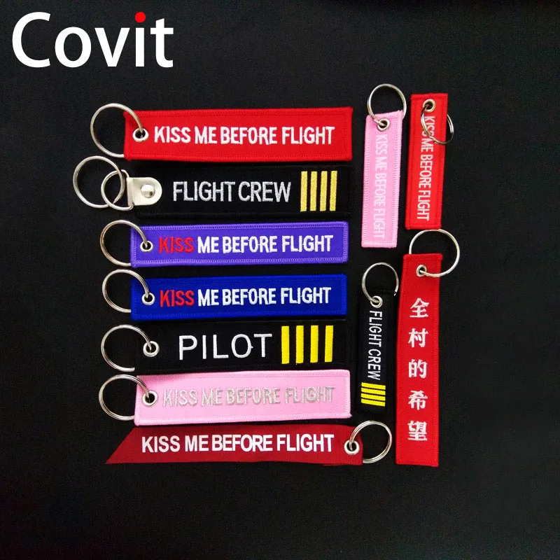 

Covit Keychain Kiss Me Before Flight Luggage Tag Pilot Men Car Key Ring Women bag Pendant Flight Crew Key Chain Christmas Gift