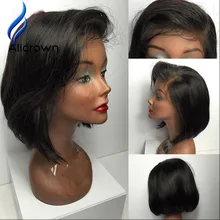 ALICROWN 10a Human font b Hair b font Bob Wig Short font b Brazilian b font