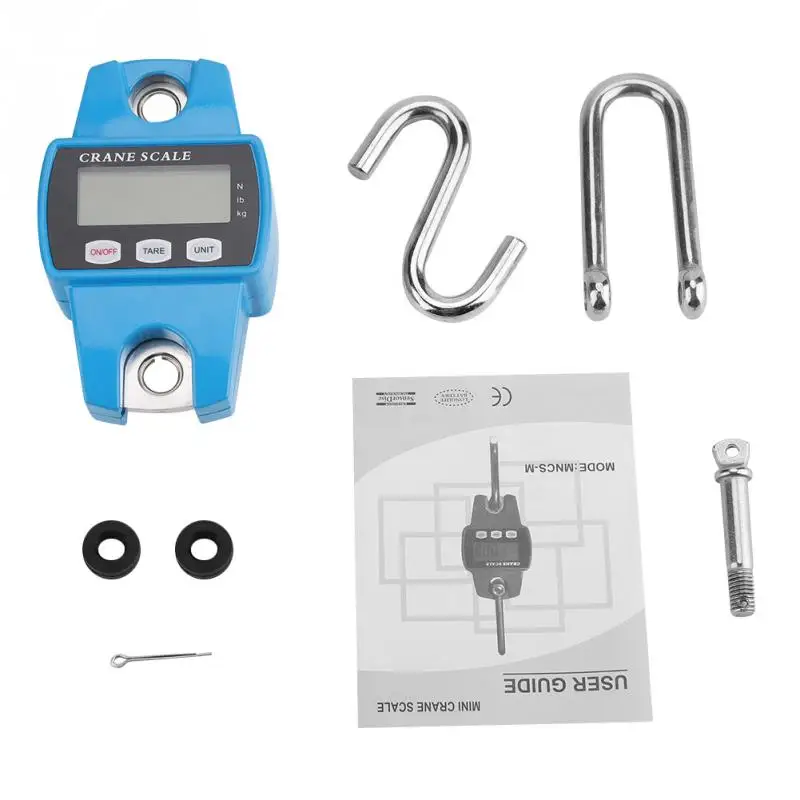 

1Set Digital 300KG Hanging Crane Scale Portable Hanging Crane Scale Industrial Hook Weight Meter Weighing Scale Sky Blue