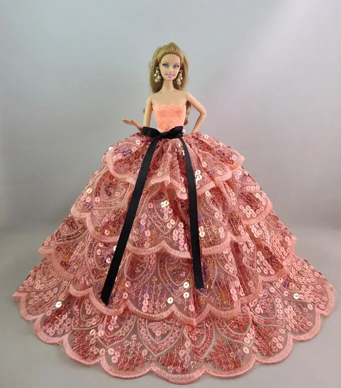 

Genuine for barbie doll skirt fashion outfits barbie doll wedding dress barbie clothes gown red dress dolls accessories toy