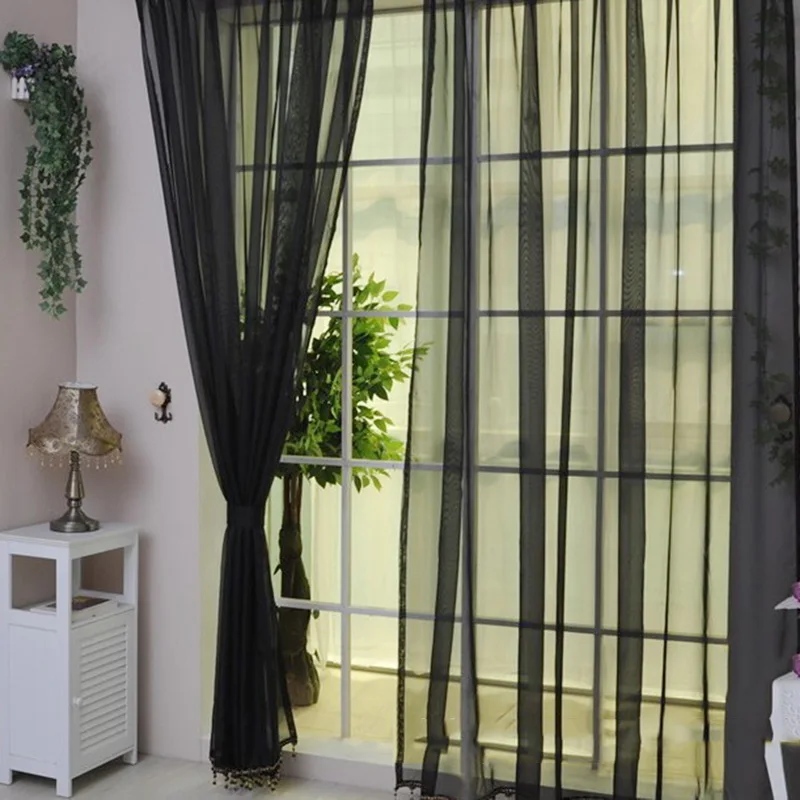 2 шт. чистый цвет тюль шторы, дверь, окно занавеска драпировка панель отвесный шарф подзоры занавески для комнаты s для современной спальни гостиной