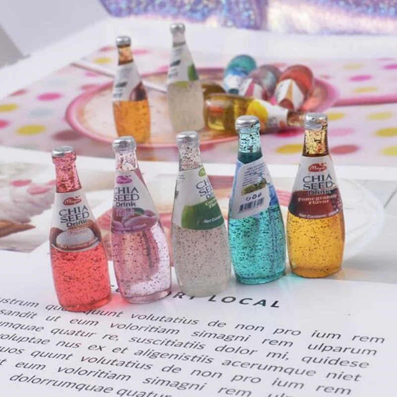 Tanduzi 100 шт. 3D милая Корейская бутылка для напитков из смолы моделирование бутылки для напитков кукольный домик Миниатюрный напиток