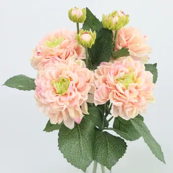 

Flone European-Style Artificial Dahlia Flower Simulation Silk Flower Wedding Home Living Room Decoration Fake Flowers