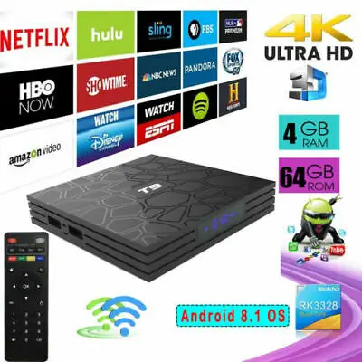 

2019 T9 4GB+32GB Android 8.1 TV Box 4K Smart HD Media Player WI-FI Bluetooth NEW