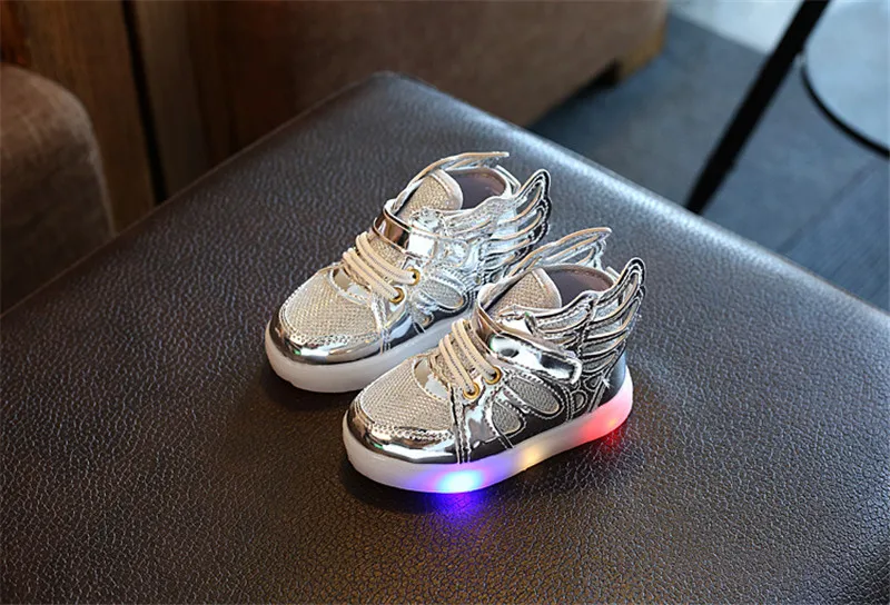 New Kids Glowing Sneakers Spring  Autumn Wing LED USB Luminous Lighted Shoes For Boys Girls Cute Children Lighted Sneaker XSKD01 (4)