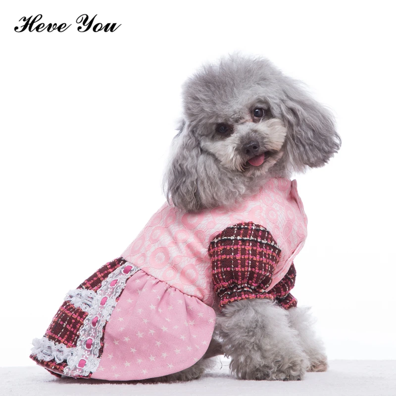 Heve You Pet Dog Dress for Small Dogs Plaid Skirt Puppy Wedding Dresses