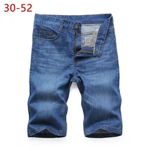 Летние джинсовые мешковатые шорты размера плюс 30-52, большие размеры, мужские повседневные брендовые Бермуды, Классические Стрейчевые деловые хлопковые джинсы, Короткие штаны