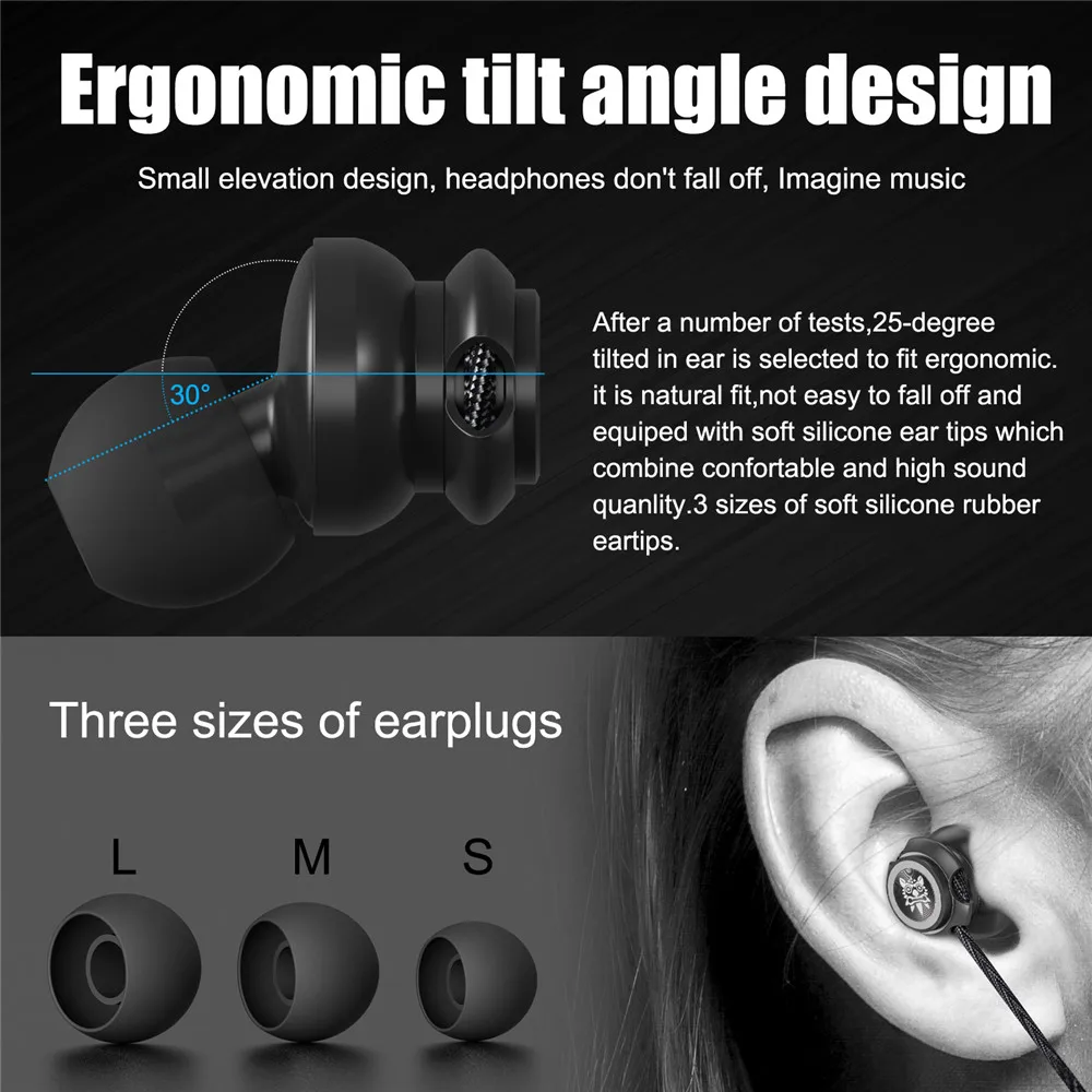 ONIKUMA A2 3.5mm In Ear Earphone Wired Heavy Bass Sound Quality Music Earbud Headset with Microphone for iPhone Samsung Mp3 Mp4 (8)