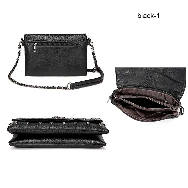 2019 خمر أزياء الجمجمة المرأة حقيبة ساع برشام مغلف البسيطة حقائب يد مغلف Crossbody الشرير حقيبة كتف Sac