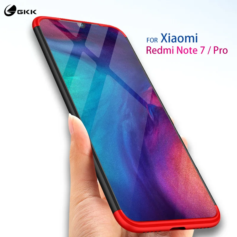 Оригинальный чехол GKK для Xiaomi Redmi Note 7 pro полностью включенный 3 в 1 жесткий матовый