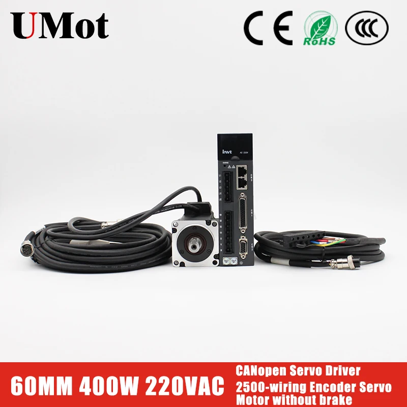 

AC Servo Motor 220V 400W with CANopen Servo Driver 3000RPM 1.27N.m Single-Phase AC Drive Permanent Magnet Matched Driver