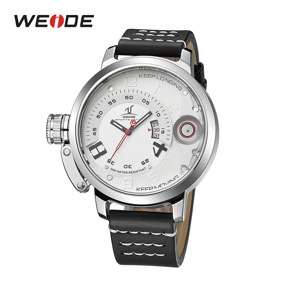 

WEIDE Mens Sporty Watch Luxury Brand Analog Quartz Movement Calendar Date Leather Strap Buckle Relogio Masculino drop shipping