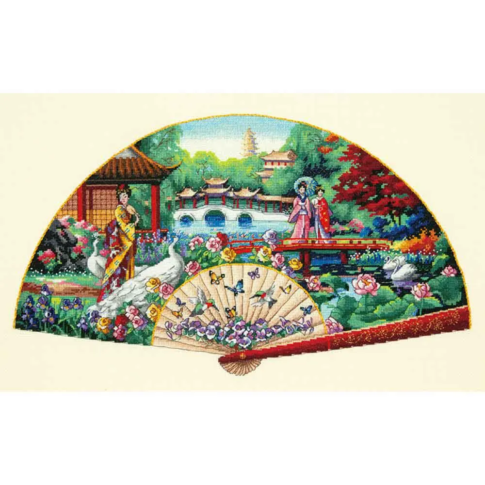 

14/16/18/28 Top Quality Lovely Counted Cross Stitch Kit Garden Fan Dim 70-35327 35327 Eastern Park Garden