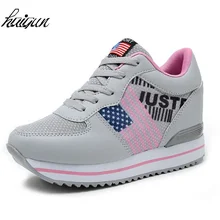 Г., осенняя повседневная обувь на скрытой танкетке черного и красного цвета женская обувь на высоком каблуке 8 см Женская обувь на платформе Chaussure Femme