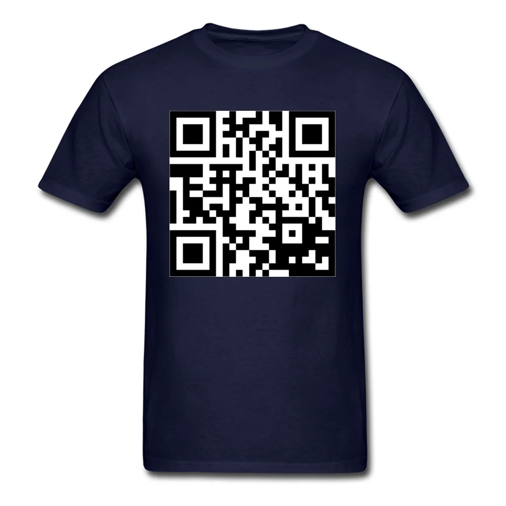 QR Code Top T-shirts Casual Short Sleeve Fashionable Crewneck 100% Cotton Tops Shirt Street Clothing Shirt for Boys Summer Fall QR Code navy