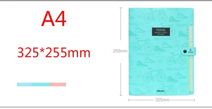 Хит продаж Deli карты папка A4 5-сетка портативный multi-бумажные сумка папку информации об расширение кошелек 325*255 мм