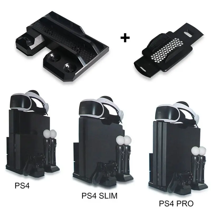 Для PS4 Pro и PS4 Slim и PS4 многофункциональная Вертикальная охлаждающая подставка, PS Move и PS4 контроллер зарядная станция и PS VR Showcase