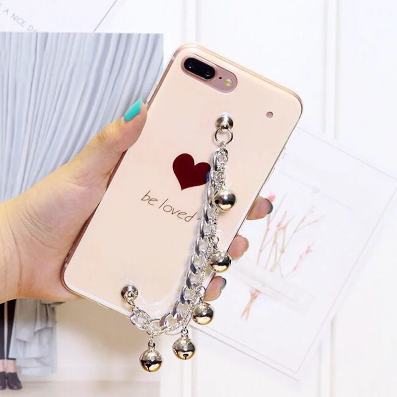 

For iPhone 6 6s 7 8 plus X For Samsung galaxy s7 edge s8 s9 plus note 8 Fashion Cute Gold Silver Bell Bracelet phone case cover