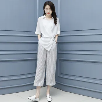 

Women Two Piece Set Tops And Harem Pants Sets Casual Office Korean Ladies Suits