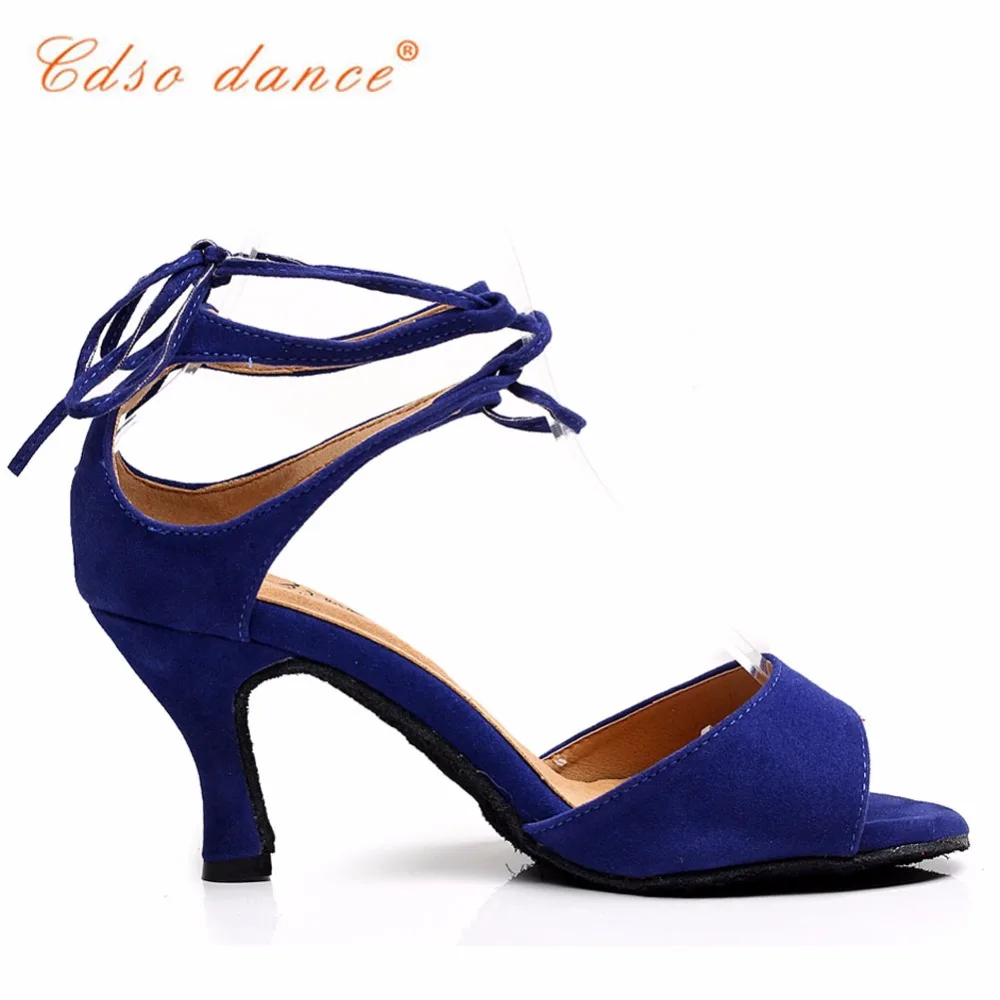 Cdso танцевальная Брендовая обувь 10310 красный/синий замша сальса, Женская атласная латинская/бальная танцевальная обувь