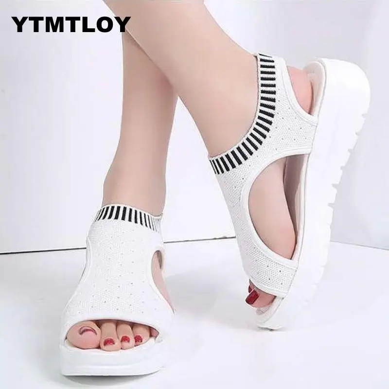

Platform Female Designer Design Flat Bottom Exquisite Breathable Mesh Hole Sandals Female Open Toe Shallow Mouth Shoes Summer