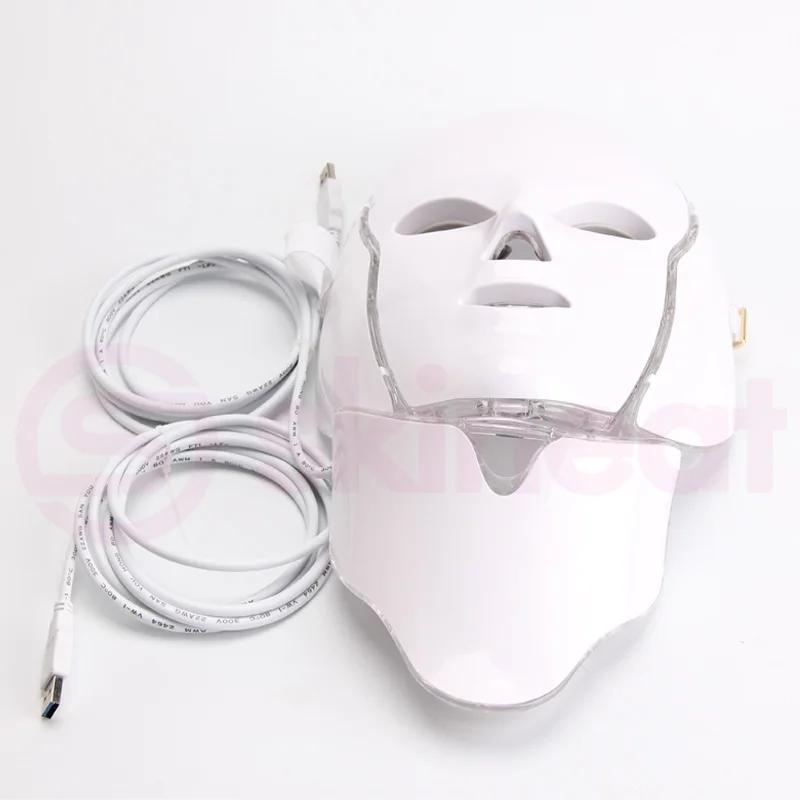 Skineat 7 цветов светодиодный маска для шеи лица против морщин устройство удаления акне Красота спа устройство омоложение кожи белый маска для лица