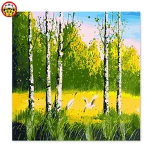 Живопись по номерам художественная краска по номерам китайский пейзаж осенний цвет насыщенный и благородный символический кран любовь коронованный кран от th