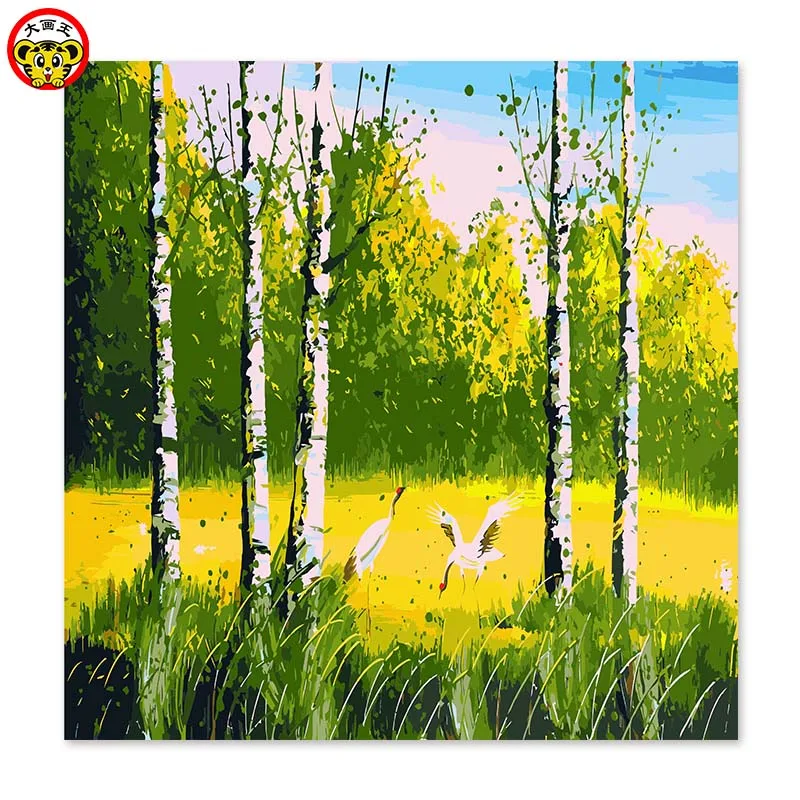 

painting by numbers art paint by number Chinese landscape autumn color rich and noble symbolic crane love Crowned crane From th
