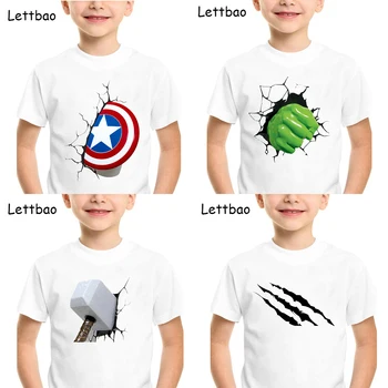 

Children Superhero Tool Print T Shirt Boys Summer Top Casual T Shirts Kids Fashion Hulk Captain America Avengers Clothes