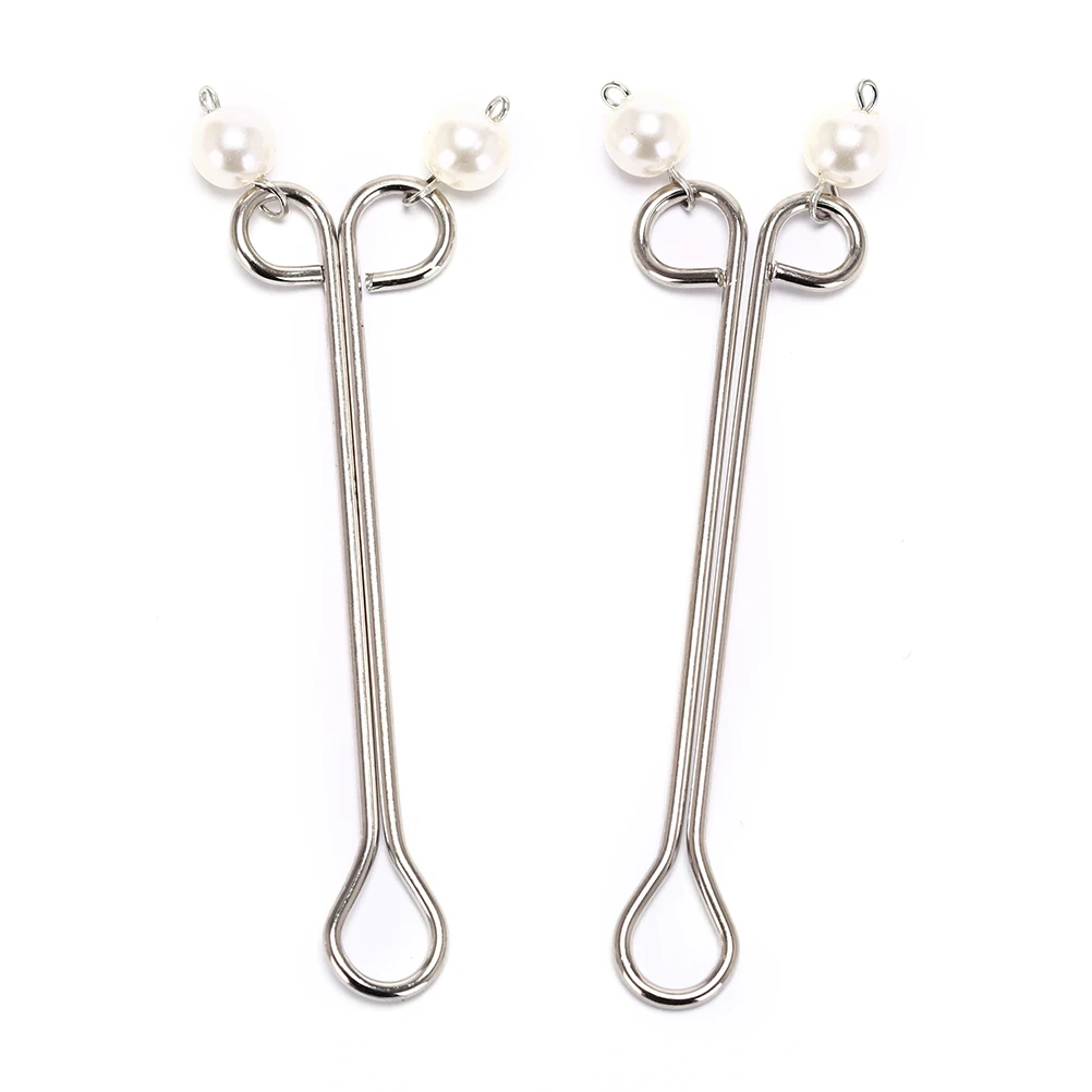 1 Pair Steel Nipple Clips With Imitation Pearls Breast Clamps Clip Exotic Accessories