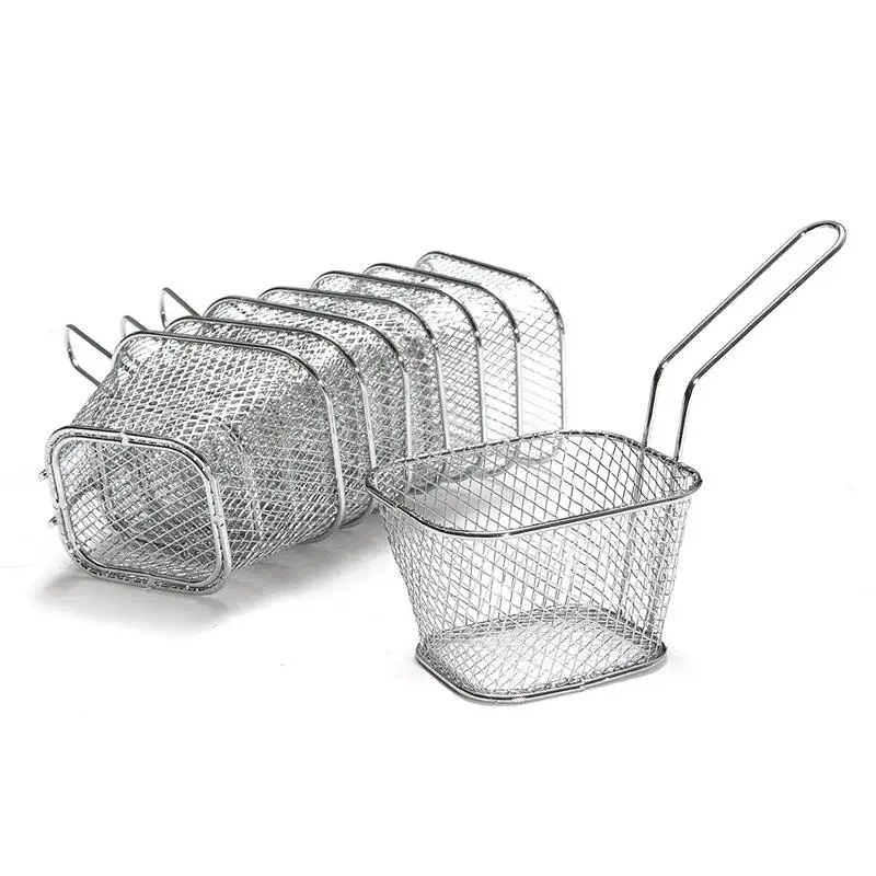 8pcs Chips Mini Fry Baskets Metal Fryer Basket Strainer Serving Food