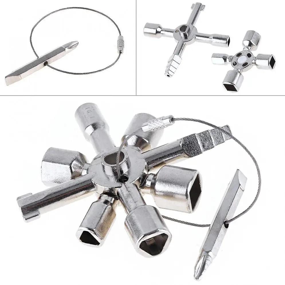 

10 In 1 Key Wrench Multi-function Ratchet Wrench Electric Control Wrenches Cabinet Triangle Elevator Door Valve Cross2017 Rushed