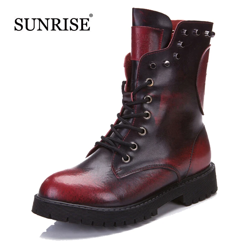 

2016Autumn&Winter Hot Fashion Women's Boots Genuine Leather Motorcycle Boots Punk Martin Boot Shoes Rivests Bota